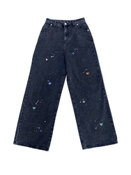 Love embroidery loose jeans DB6498