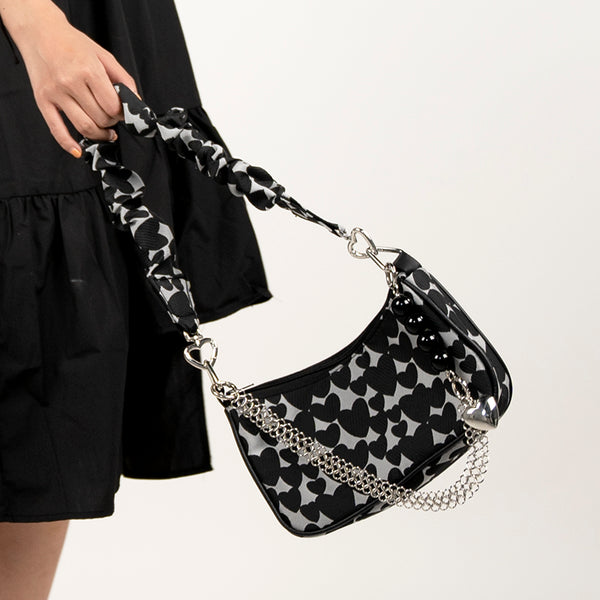 Grey black pearl chain love bag DB7377