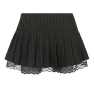Striped Lace Pleated Skirt DB7700
