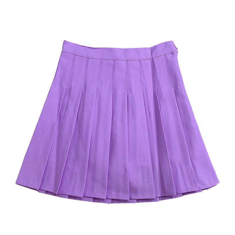 All-match solid color pleated skirt DB6033