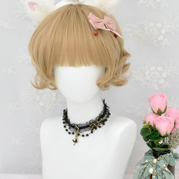 Lolita Linen Gold Short Curly Wig DB5848