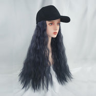 Smoky blue hat long wig DB4098