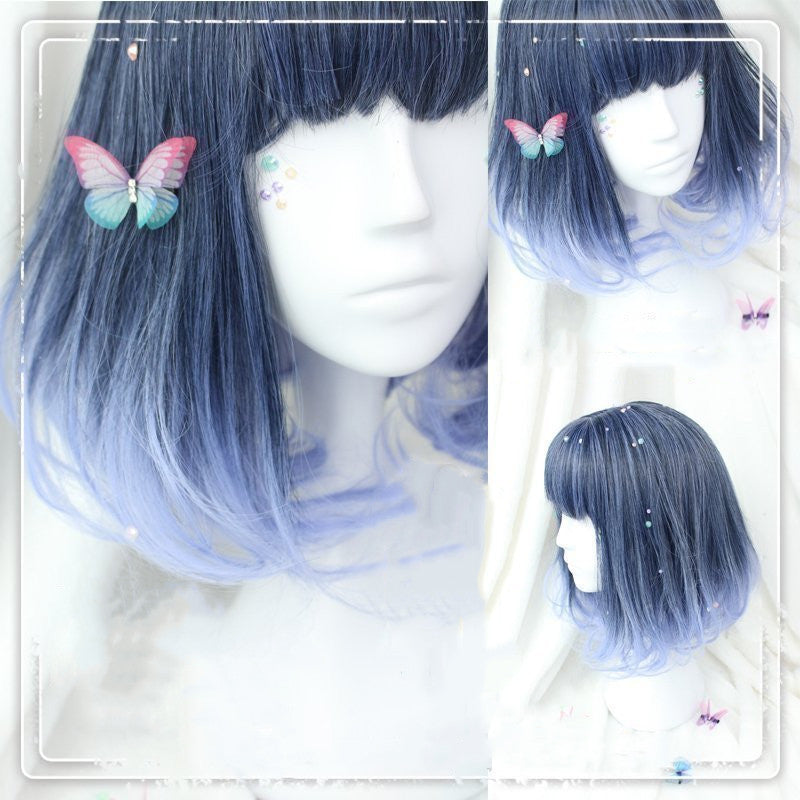 Lolita Harajuku dark blue gradient wig DB4843