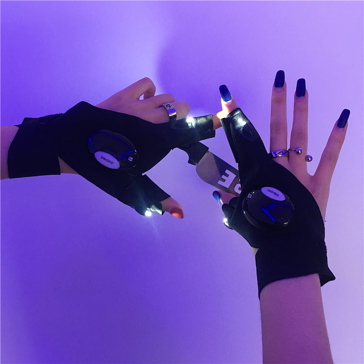 Dark Glowing Half Finger Gloves DB5275