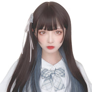 Lolita black mixed gray blue wig DB6221