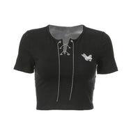 Black Butterfly Applique T-shirt DB7152