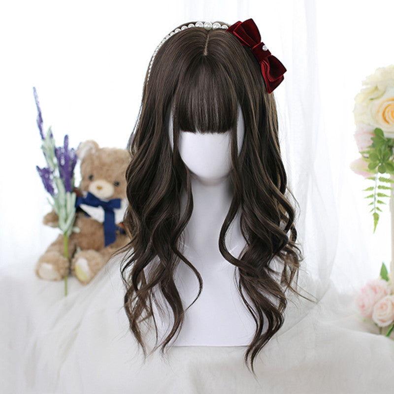 Long brown curly wig DB5461