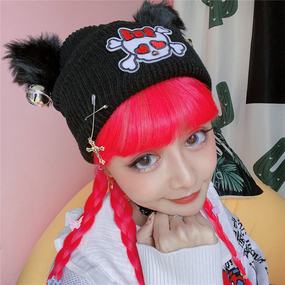 Harajuku black knitted hat  DB6359