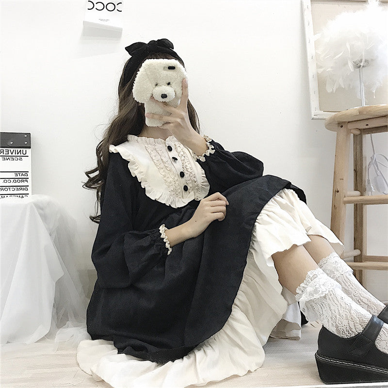 Lolita black+white dress DB6255
