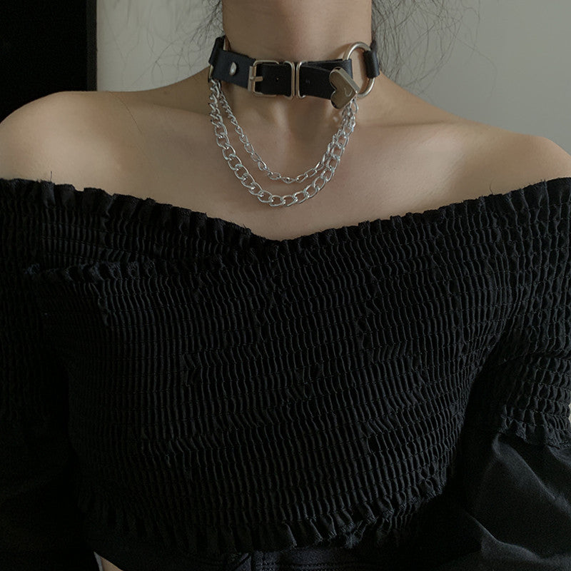 Punk chain clavicle necklace DB5983