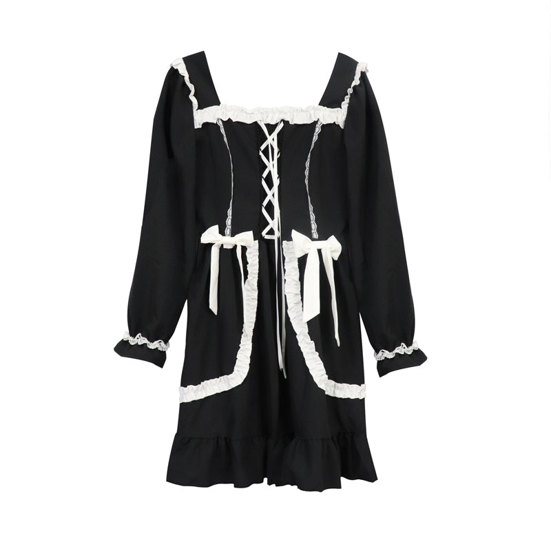 Lolita Bow Black + White Dress DB6210