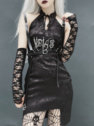 punk dress+sleeves+belt 3-piece set  DB7818