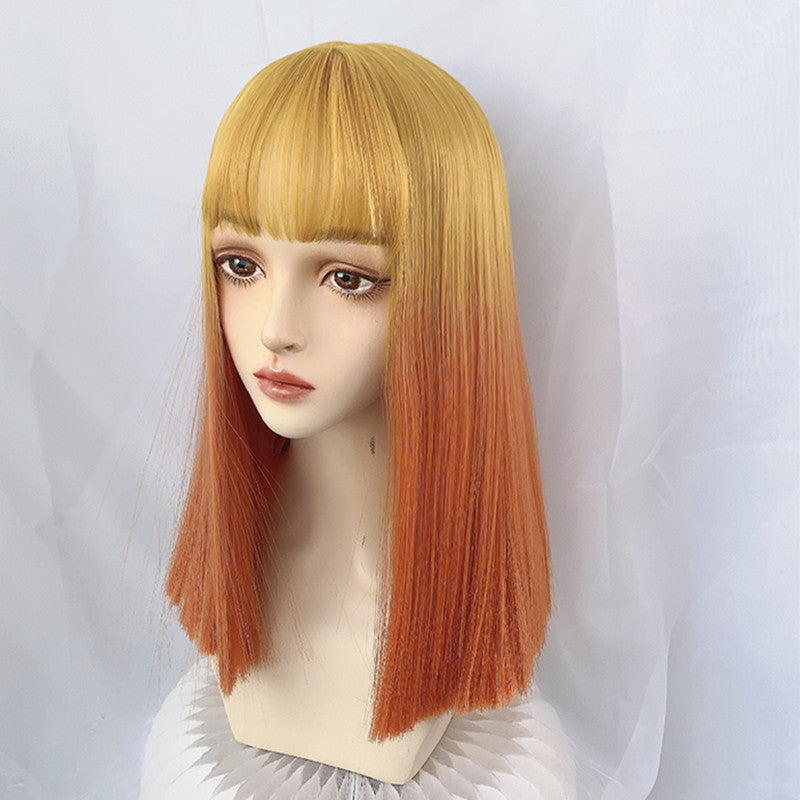 Harajuku milk gold gradient dirty orange wig DB6095