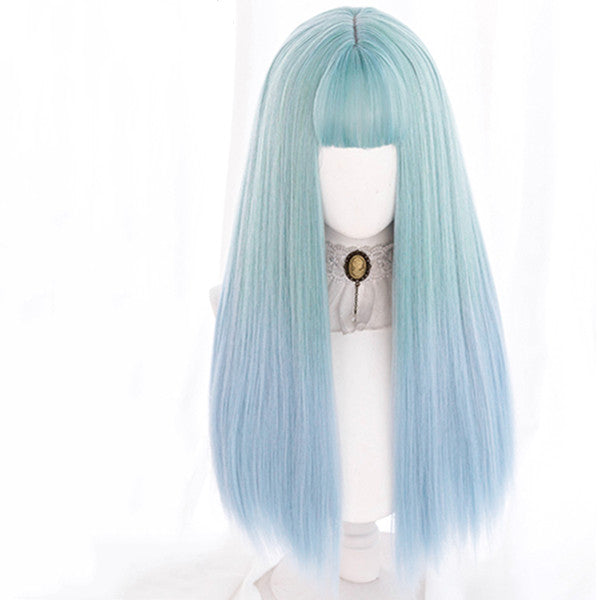Harajuku Lolita Water Blue Gradient Color Wig DB5824