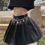 Black PU leather skirt DB7283