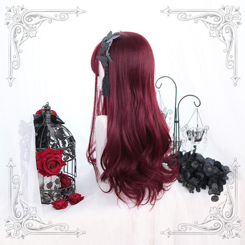 Lolita wine red long curly hair wig DB4356