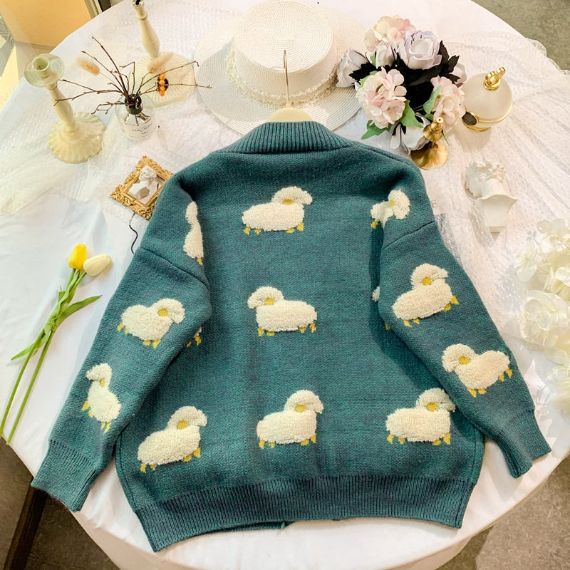 Lamb knitted sweater coat DB5984