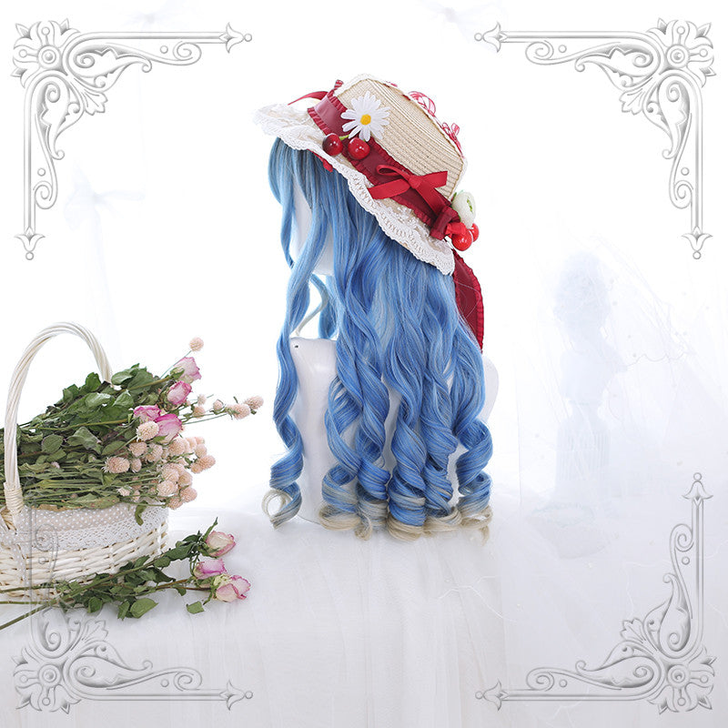 Lolita blue gradient long curly hair wig  DB4337