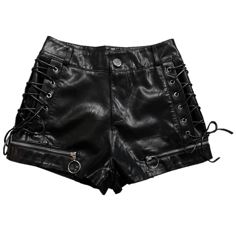 Black PU leather shorts DB7233