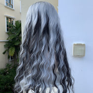 Black highlights gradient silver gray wig DB7570