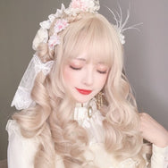 Lolita cream gold curly hair wig DB4786