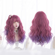 Raspberry powder gradient purple curly wig DB5708