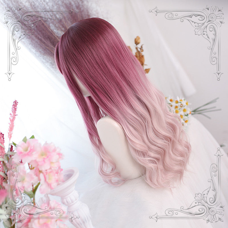 Lolita rose red gradient light pink wig DB6036