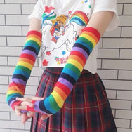 Rainbow knitted gloves DB5417