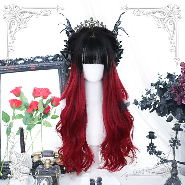 Black and red long curly hair  DB7788