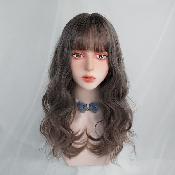 Harajuku gray gradient long curly wig DB6368