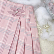All-match plaid pleated skirt DB6045