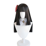 Lolita matte black long straight hair wig DB4791