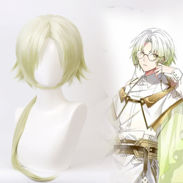 Anime mobile game cos white green gradient wig DB5498