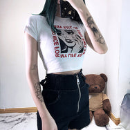 Punk high waist printed short t-shirt DB4155
