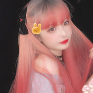 Lolita orange pink gradient long wig DB6272