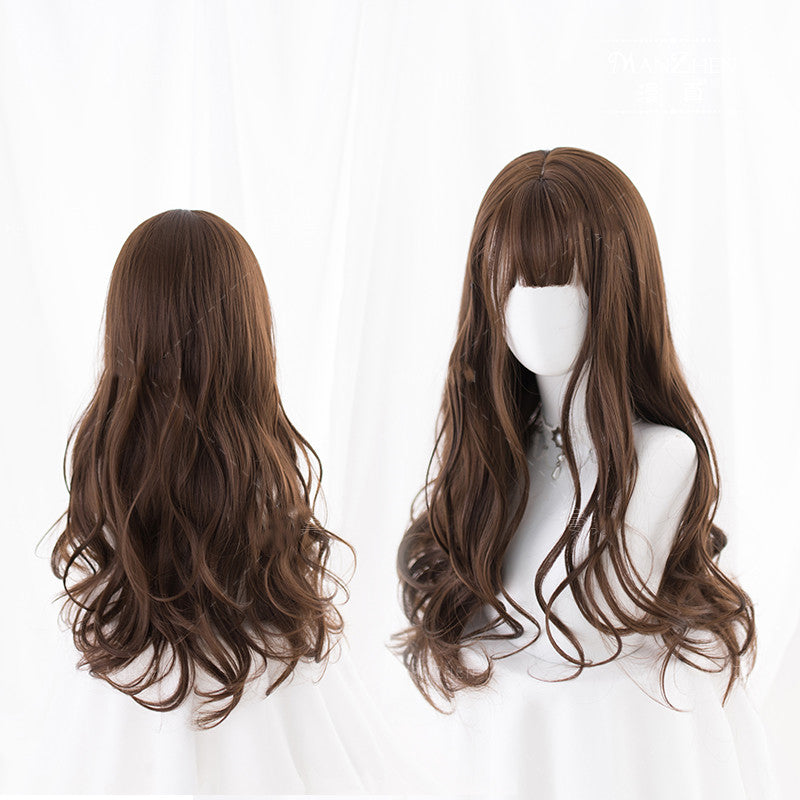 Harajuku chocolate long curly hair wig DB4878