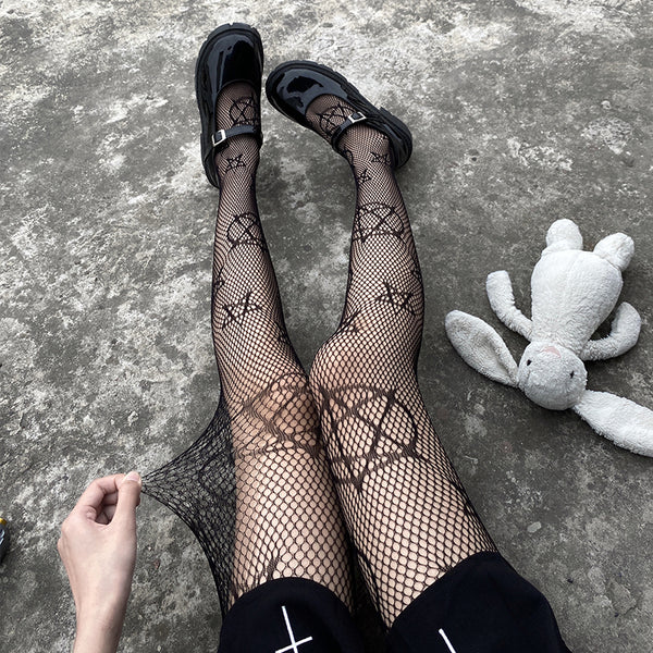 Black five-pointed star stockings DB7374