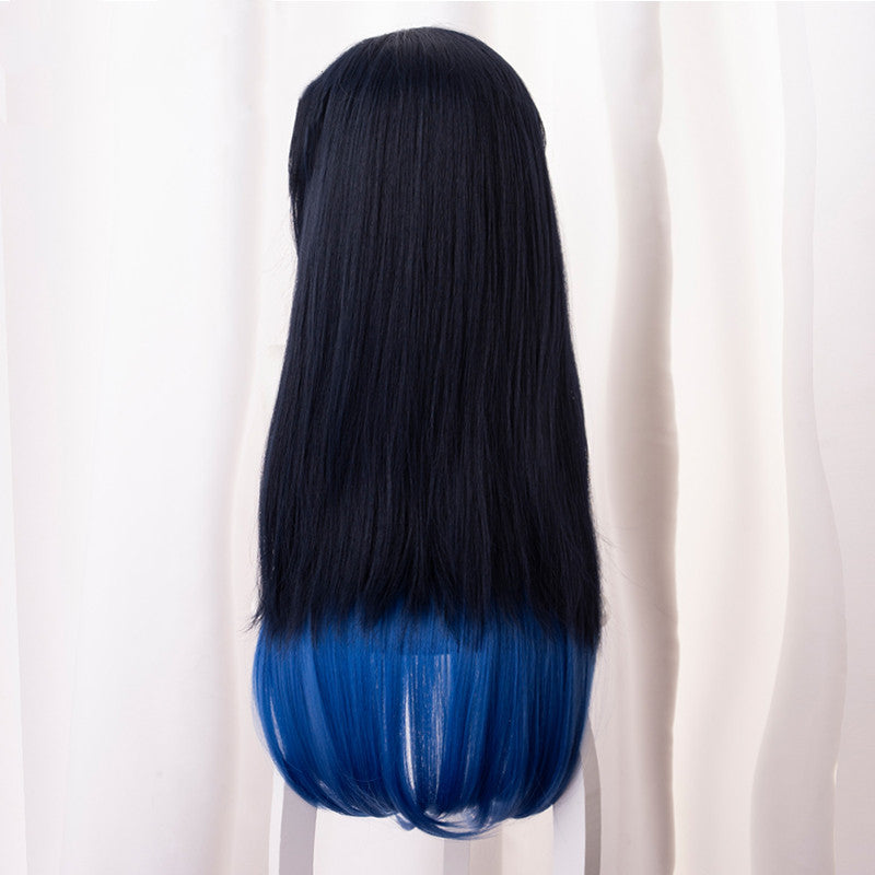 Hashibira Inosuke cos dark blue gradient blue wig DB4963