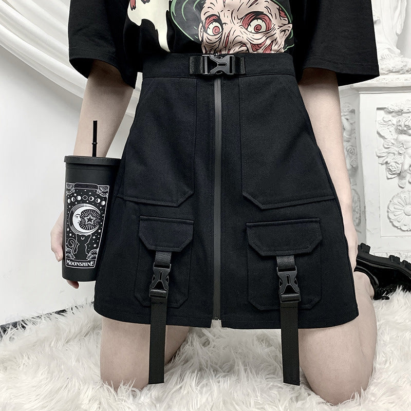 Black punk pocket skirt DB7287