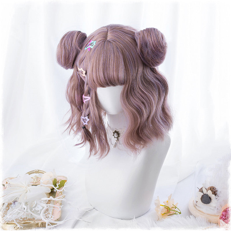 Harajuku Lolita mixed color short curly hair wig DB4888