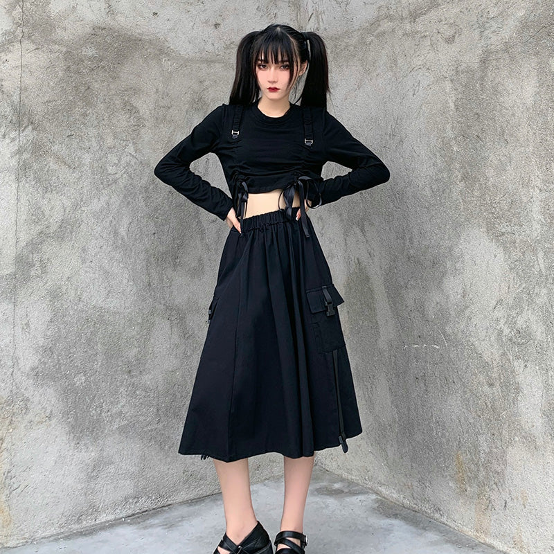Black high waist all-match skirt  DB6160