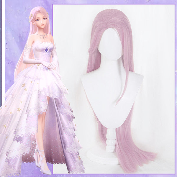 Anime cos pink and purple long wig DB5903