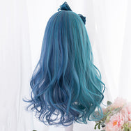 Harajuku Lolita blue and green colorblock wig DB5386