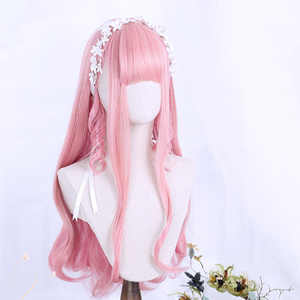 Lolita orange pink long wig DB5178