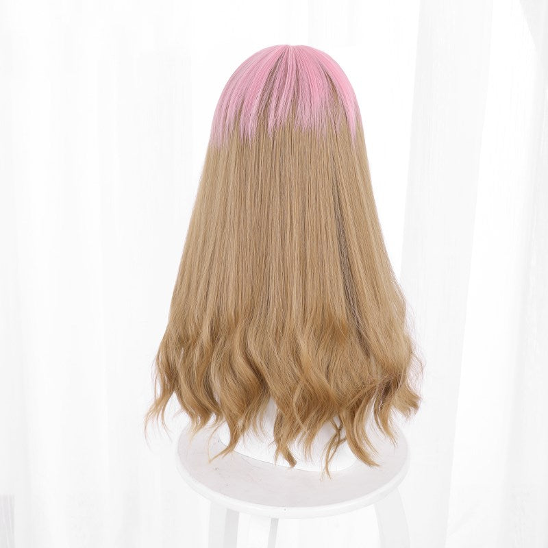 Cosplay Light pink gradient brown wig DB7015
