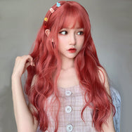 Lolita Orange Red Long Curly Hair Wig DB6040