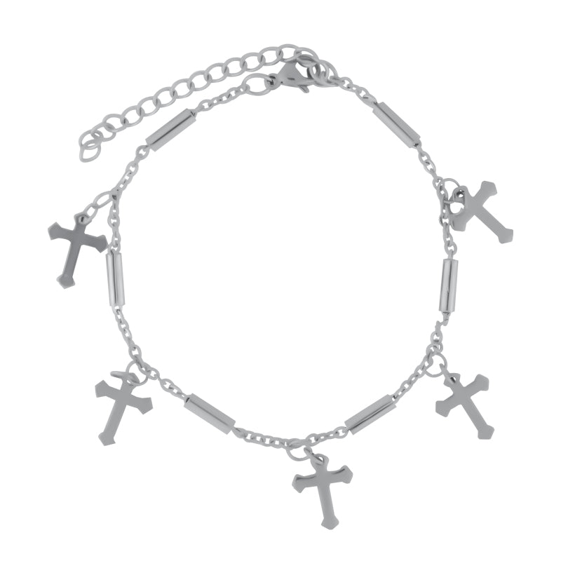 Punk cross and lock pendant bracelet DB5071