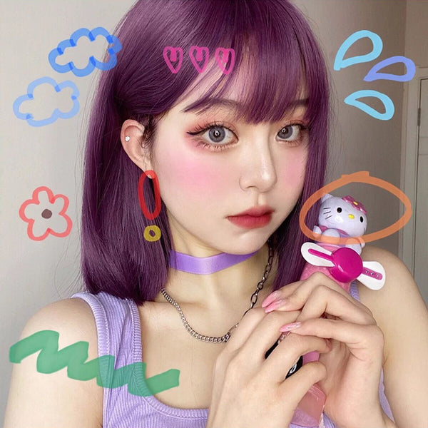 Harajuku purple short wig DB6228