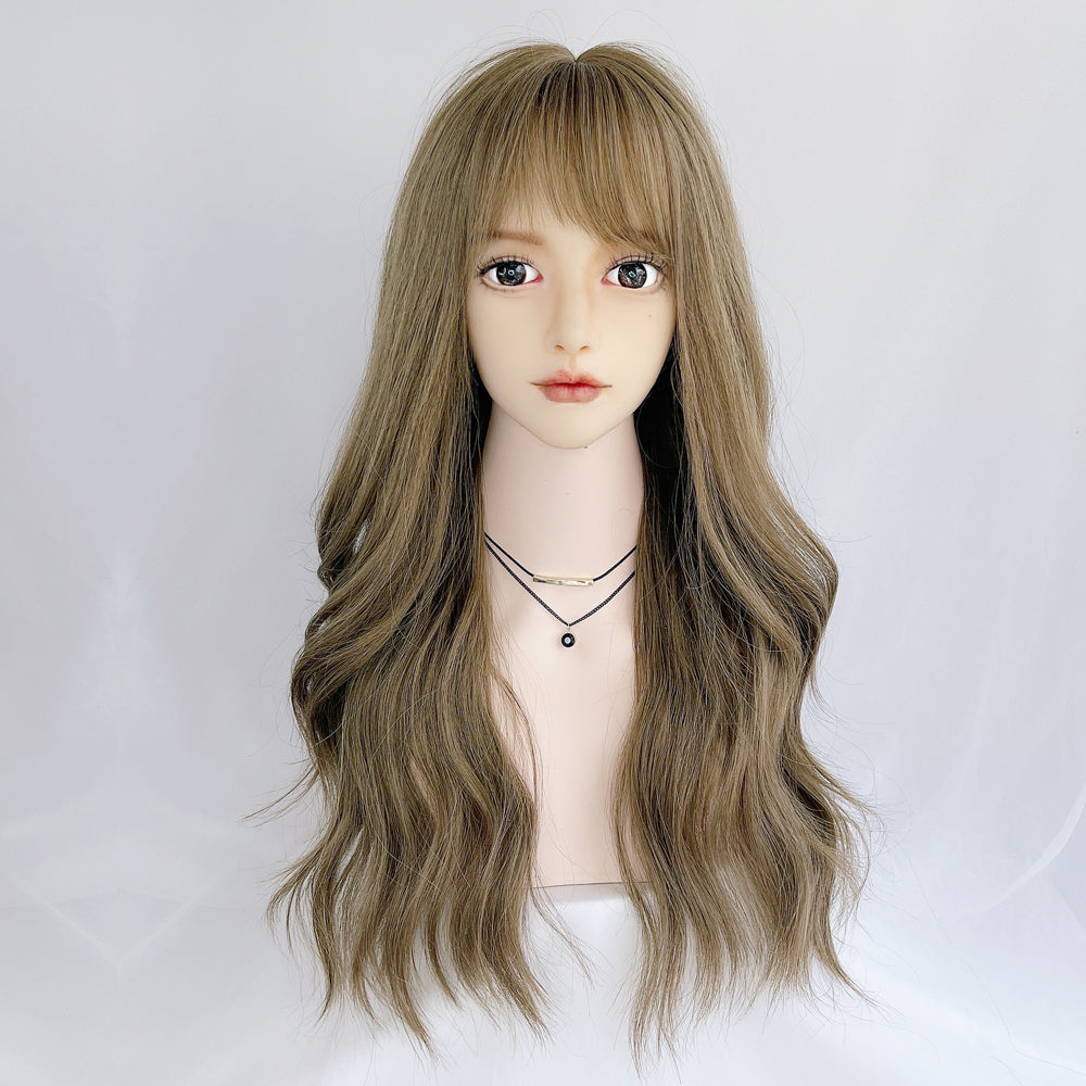 golden brown long curly wig DB7720