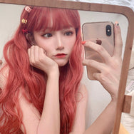 Lolita Orange Red Long Curly Hair Wig DB6040